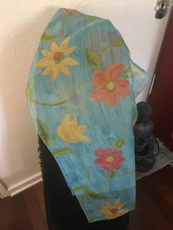 Blue Daisy Floral Scarf