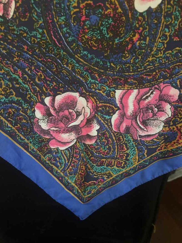 Classic Pink Roses with Blue Paisley Scarf - Image 2