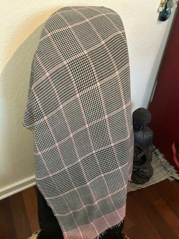 Tartan Print Black and White Scarf.